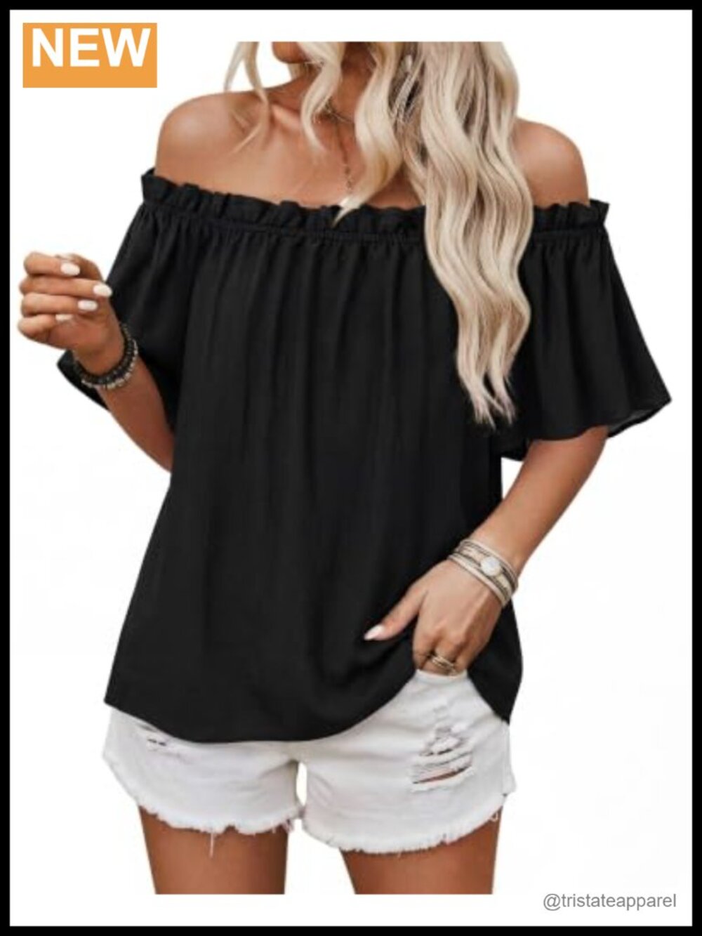 Women's Off Shoulder Ruffle Sleeve Boho Blouse Summer Party Top